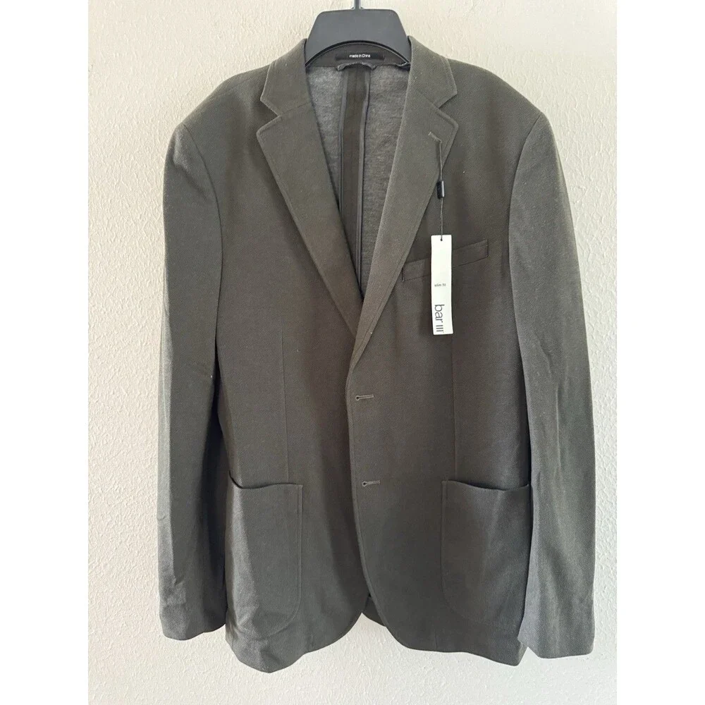 bar III Slim-Fit Knit Sport Coat blazer size 40R dark Green casual soft tailored